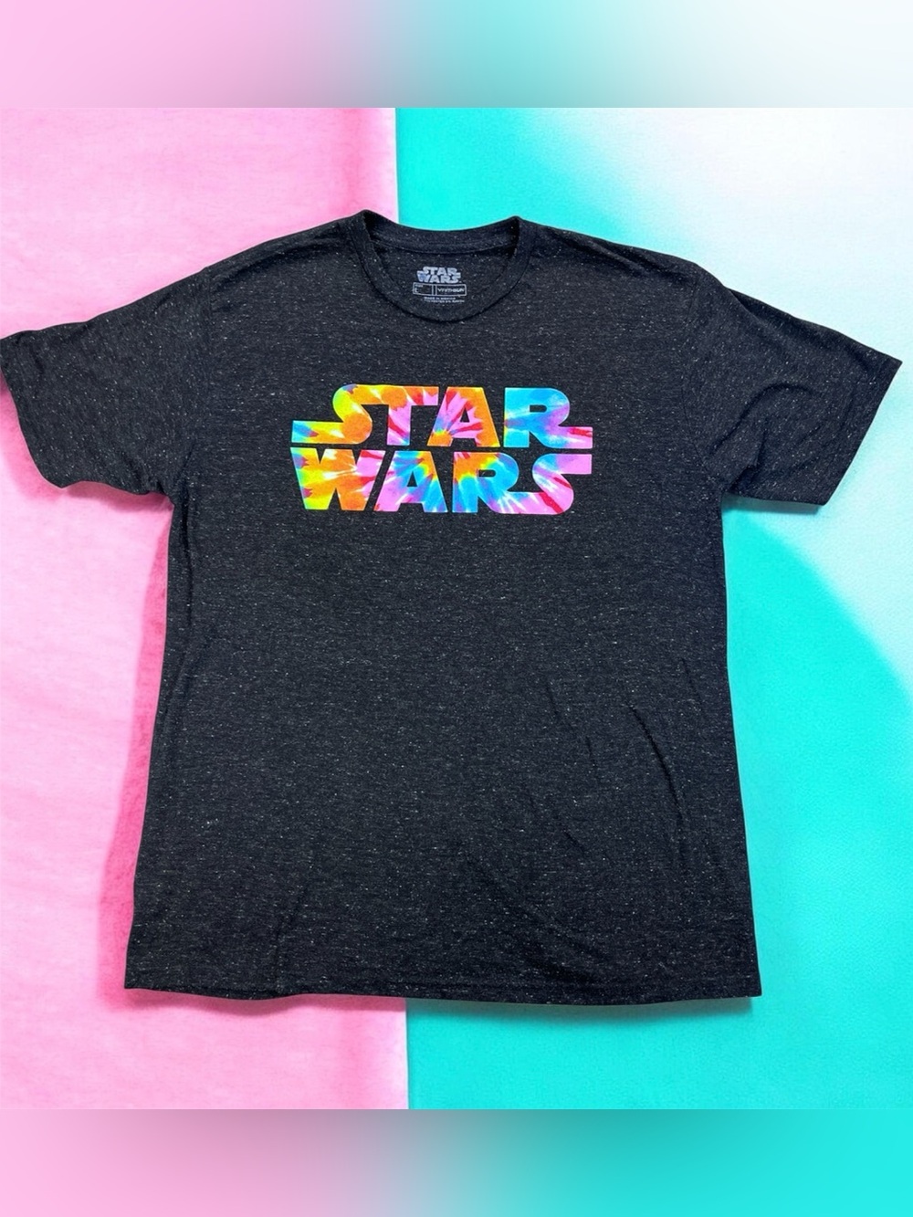 Star Wars Tie-Dye Print Logo Graphic Tee Heather Black L